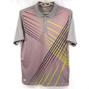 FILA Performance Golf Polo Shirt Mens S Geometric S/S Athletic Moisture Wicking